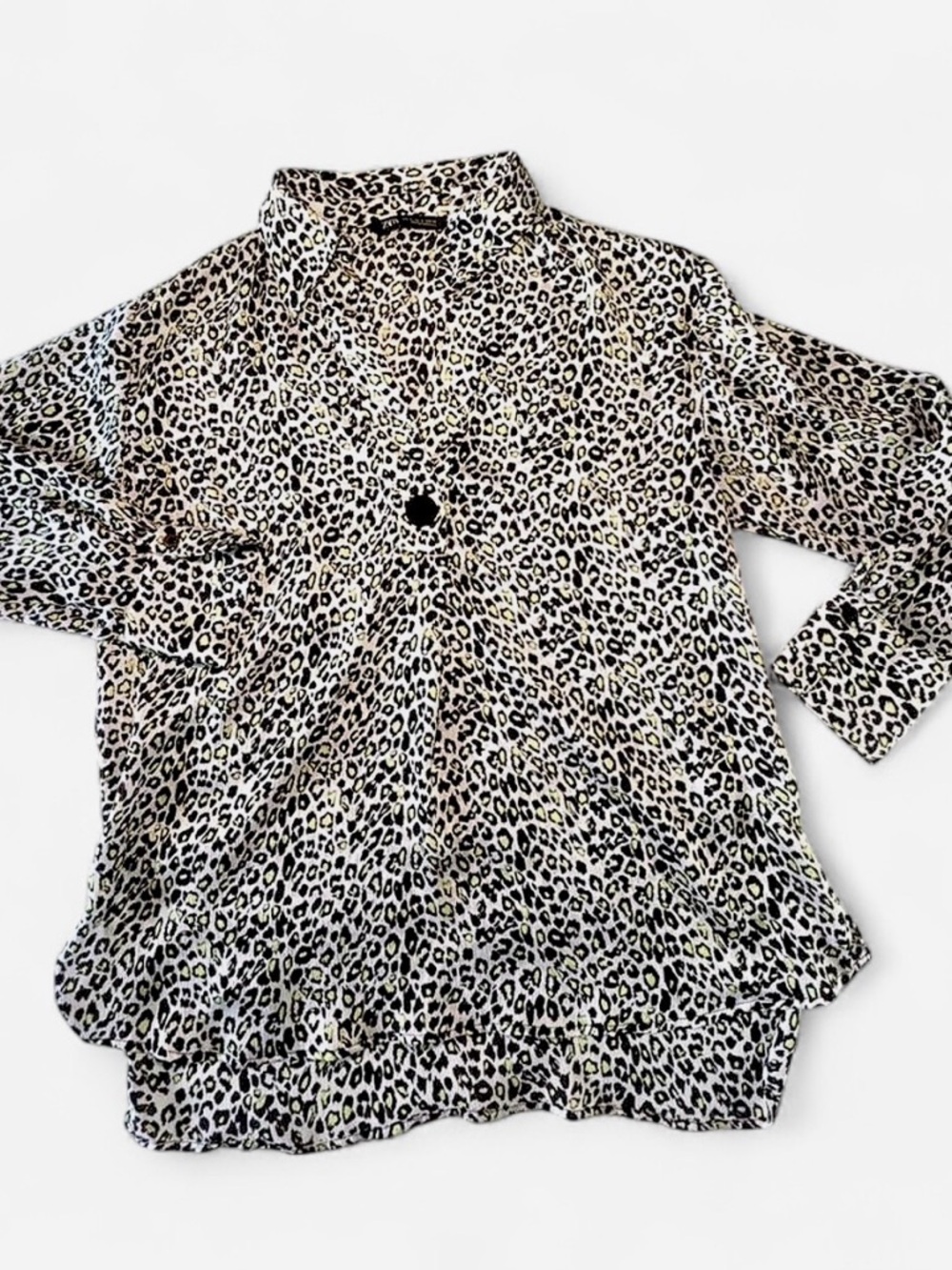 Zara Officecore Blouse animal print neon highlights